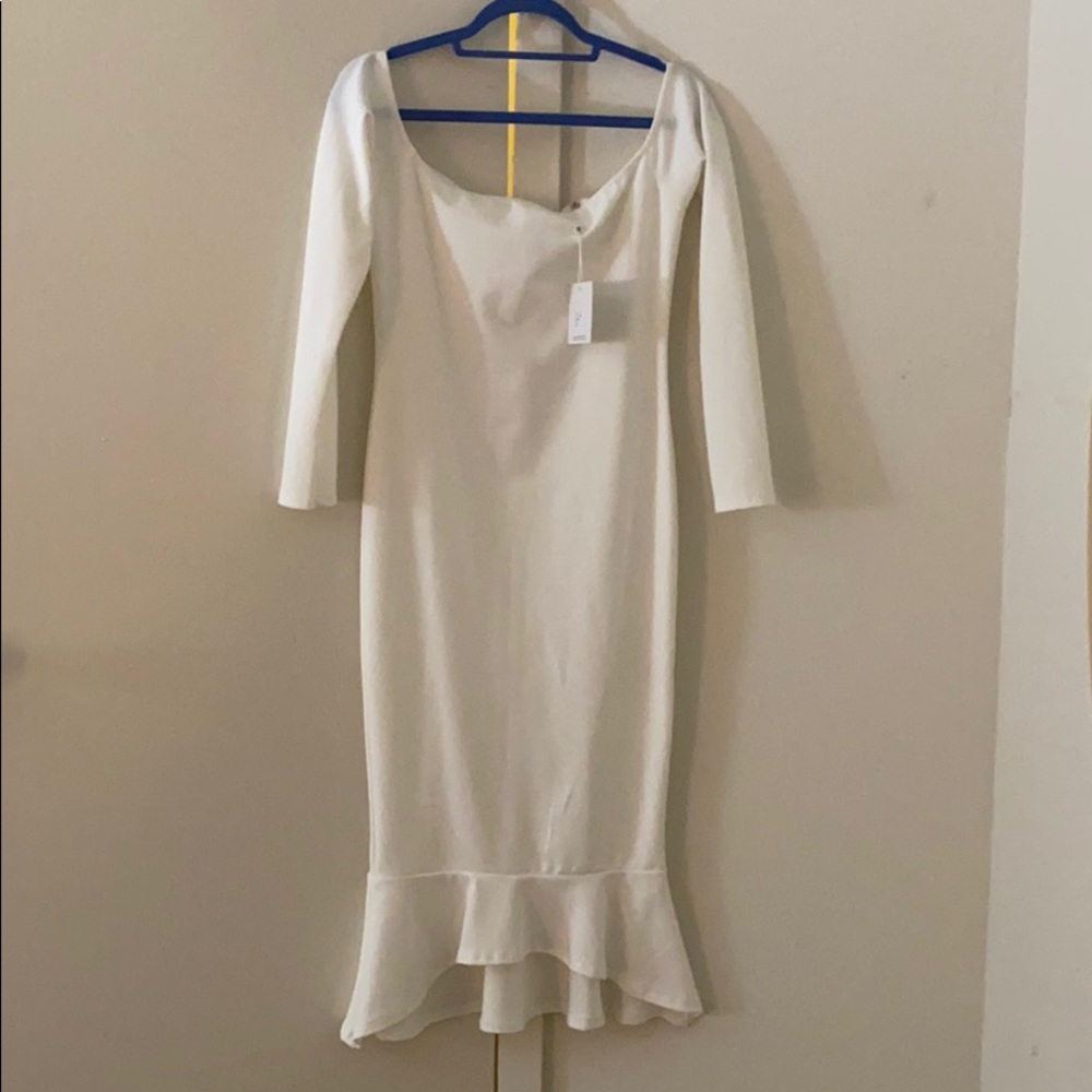 White fish tail bottom dress